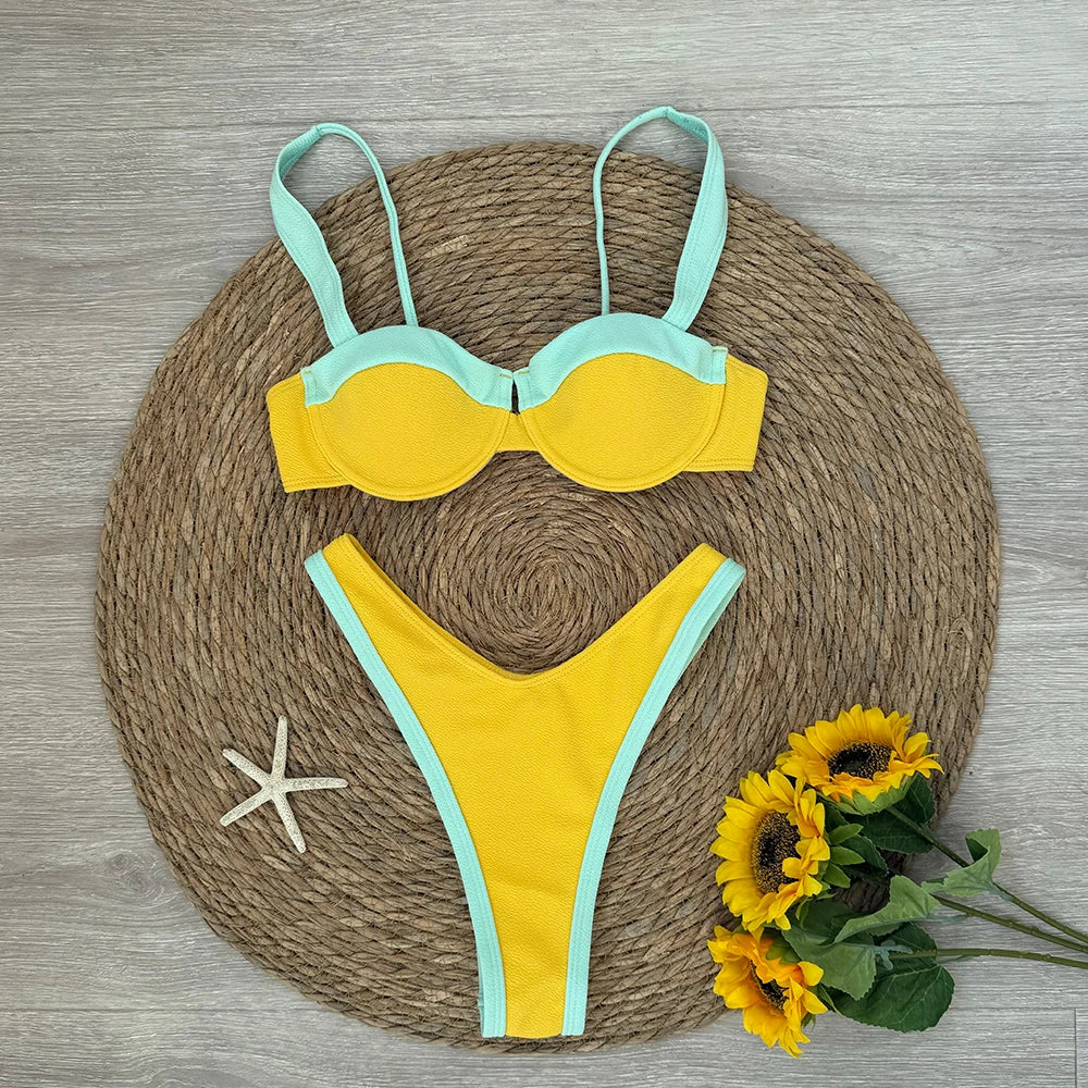 Patchwork Micro Halter Top Cheeky Bikini