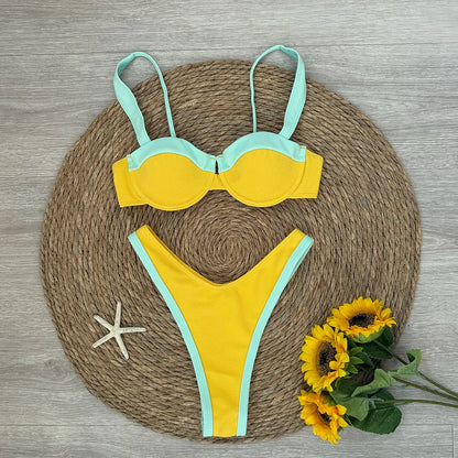 Patchwork Micro Halter Top Cheeky Bikini
