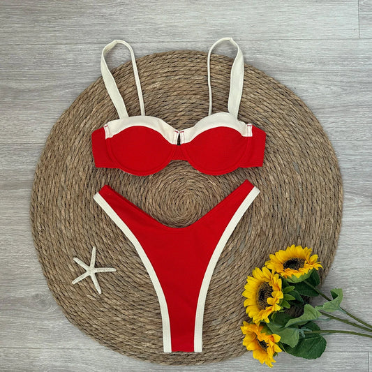 Patchwork Micro Halter Top Cheeky Bikini