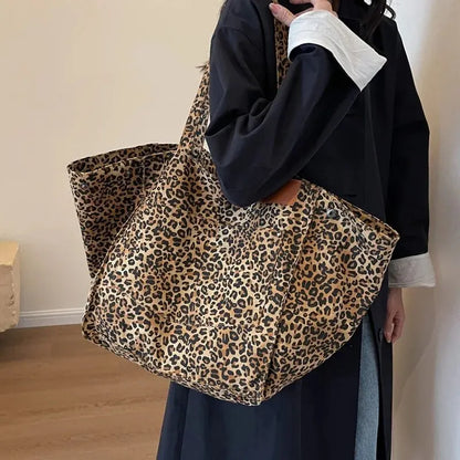 Leopard Pattern Vintage Canvas Tote Bag