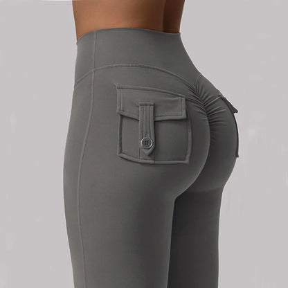 Wide Leg High Stretch Yoga Leggings With Pockets