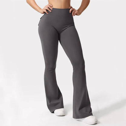 Wide Leg High Stretch Yoga Leggings With Pockets