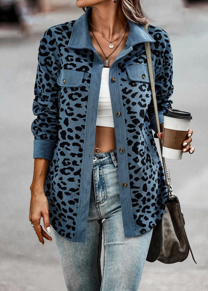 Vintage Style Leopard Print Long Sleeve Jacket