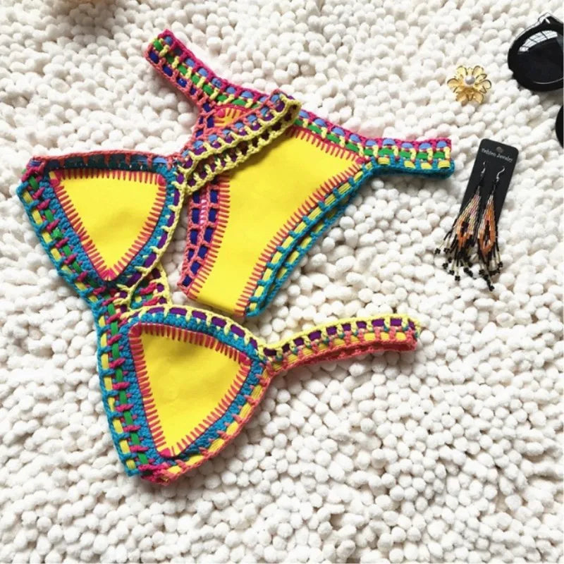 Multi-Color Triangle Top Brazilian Bikini