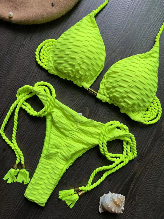 Neon Triangle Top Side-Tie Bikini