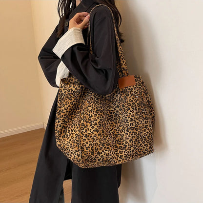 Leopard Pattern Vintage Canvas Tote Bag