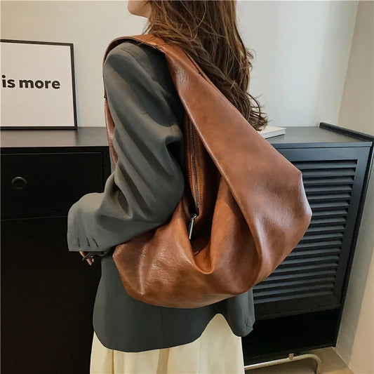 Oversized Soft Leather Shoulder Bag