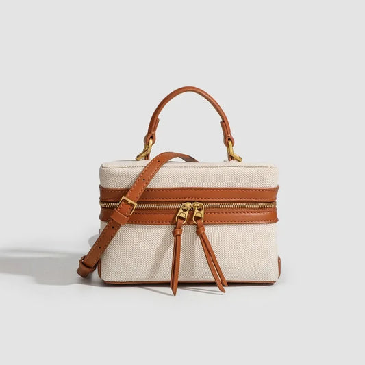 Vintage Designer Style Canvas Crossbody Bag