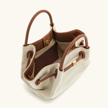 Canvas Brown Crossbody Shoulder Leather Tote Bag