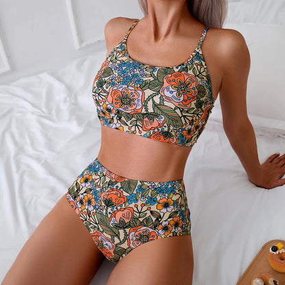 Floral Print High-Waisted Bikini
